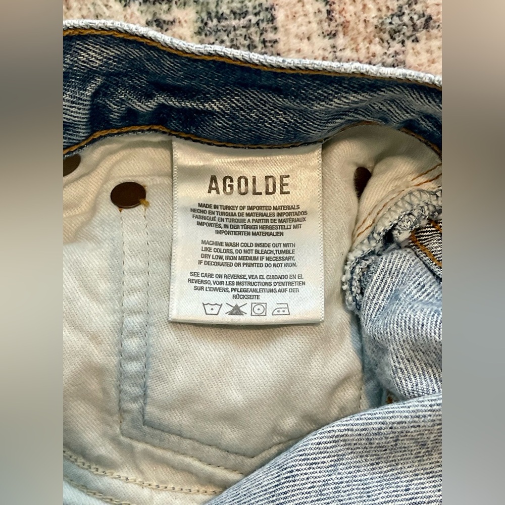 Agolde Straight Leg Jeans with Vintage Distressing Mid Rise Loose Fit 90's - Picture 6 of 8